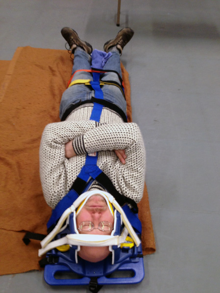 Pete on spine board